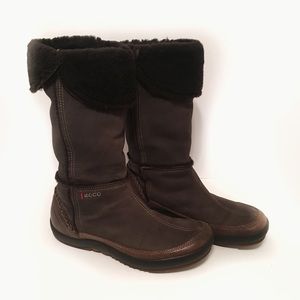 ECCO Leather Slip On Boots with Faux Fur - NWOT